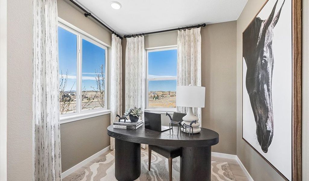 Furnished interior in a model home at The Duos at Looking Glass in Parker (Image 36).