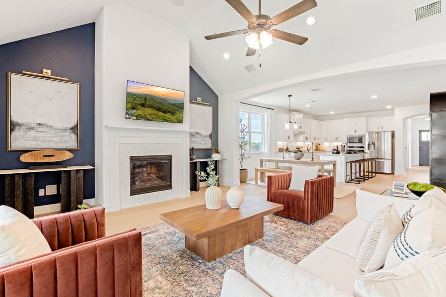 Furnished interior in a model home at Saratoga: Fields 40' in Aubrey (Image 4).