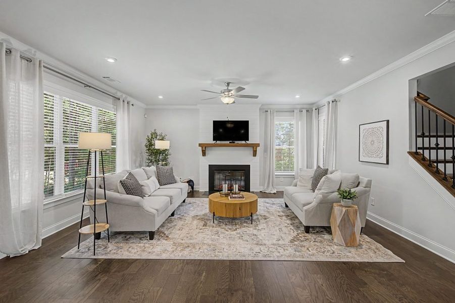 Furnished interior in a model home at The Estates at Hurricane Pointe in Douglasville (Image 9).