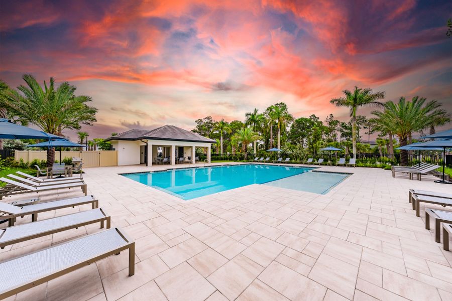 Enjoy the large community pool in new home construction community at Everton in Lake Worth, FL Enjoy the large community pool in new home construction community at Everton in Lake Worth, FL