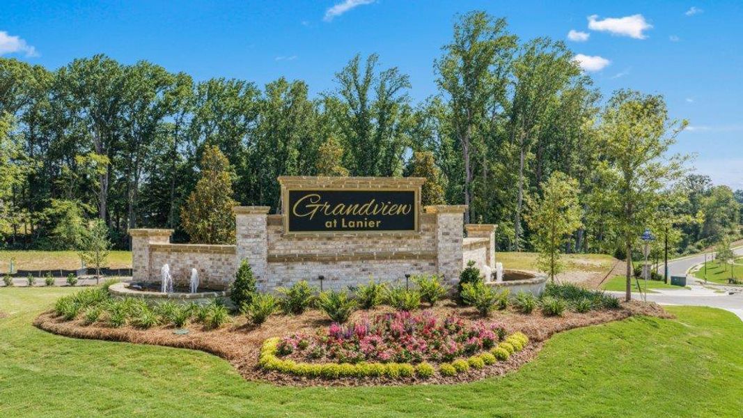 Entrance to the Grandview at Lanier community in Dawsonville, GA, featuring signage and landscaping (Image 2).
