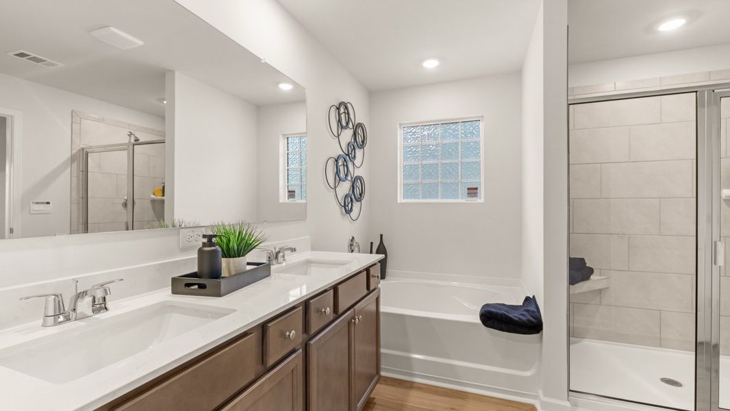 Furnished interior in a model home at Grandview at Lanier in Dawsonville (Image 22).