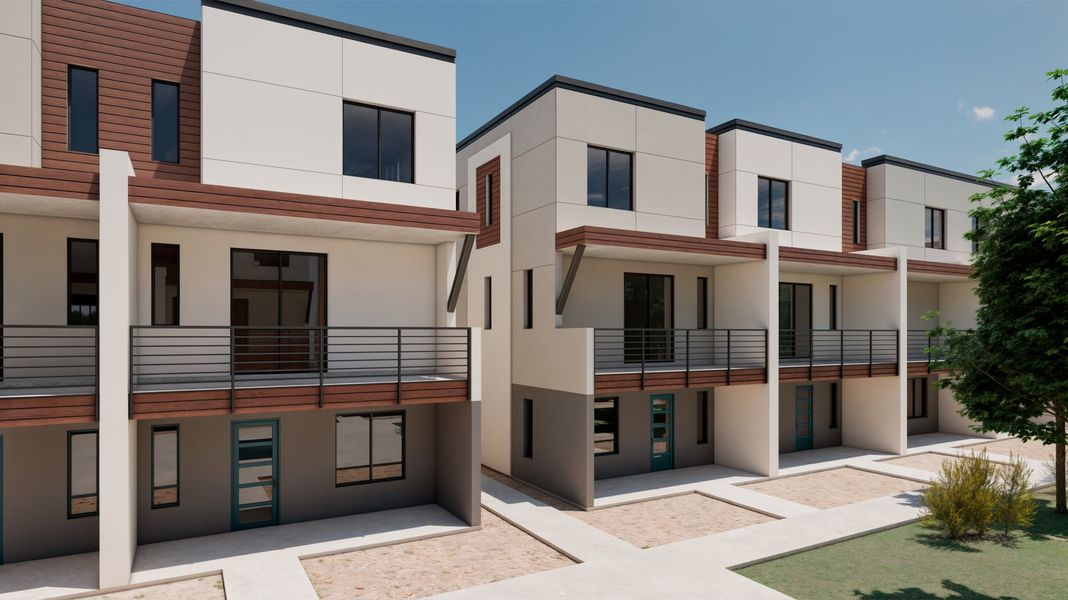 Front exterior of a home in the Lofts Townhomes community, located in Phoenix, AZ (Image 3).