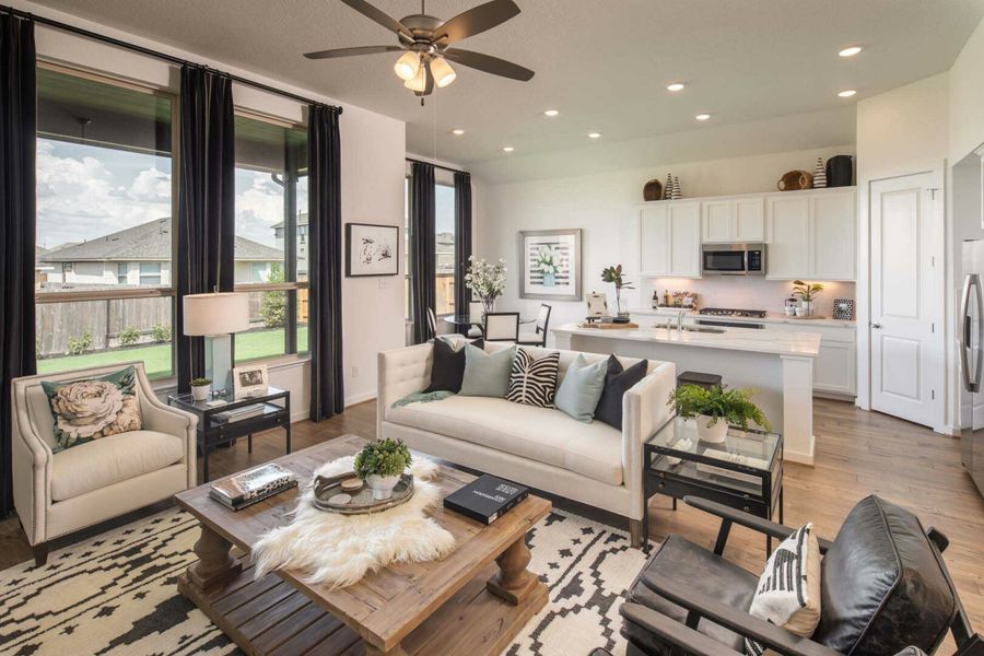 Furnished interior in a model home at Crosswinds: 60ft. lots in Kyle (Image 16).