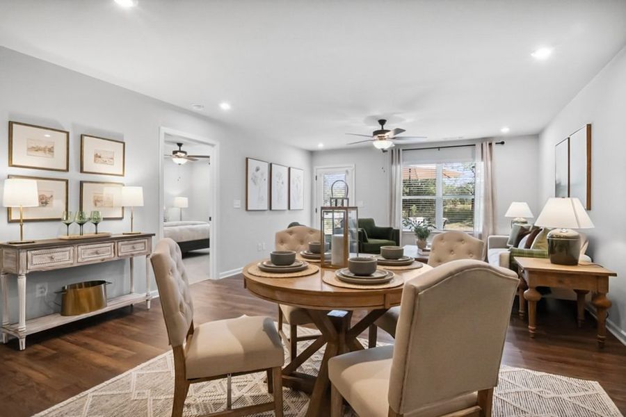Furnished interior in a model home at Silver Leaf in Dawsonville (Image 11). Furnished interior in a model home at Silver Leaf in Dawsonville (Image 11).