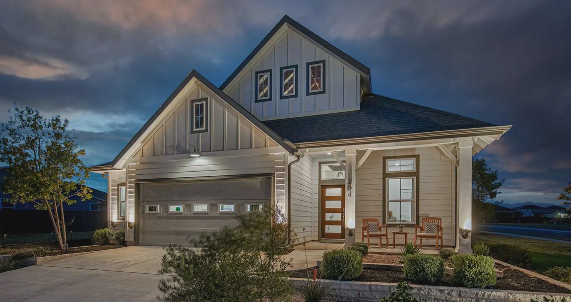 Front exterior of a home in the Trace community, located in San Marcos, TX (Image 5). Front exterior of a home in the Trace community, located in San Marcos, TX (Image 5).