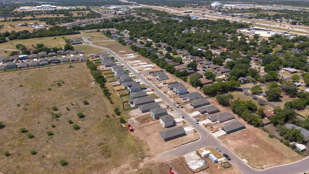 Aerial view of the Hidden Trails community in Belton, TX, showing layout and nearby surroundings (Image 12).