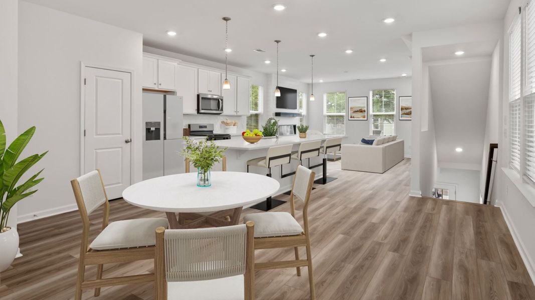 Beautiful Open-Concept Kitchen and Eat In Area of the Brookgreen at Rivers Edge