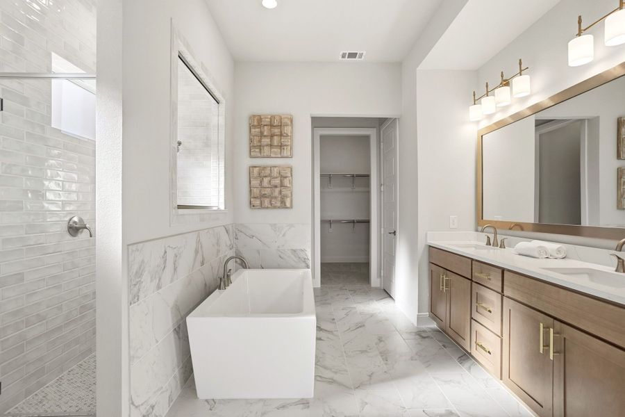 Furnished interior in a model home at Lily Creek at Sutton Fields in Aubrey (Image 52).