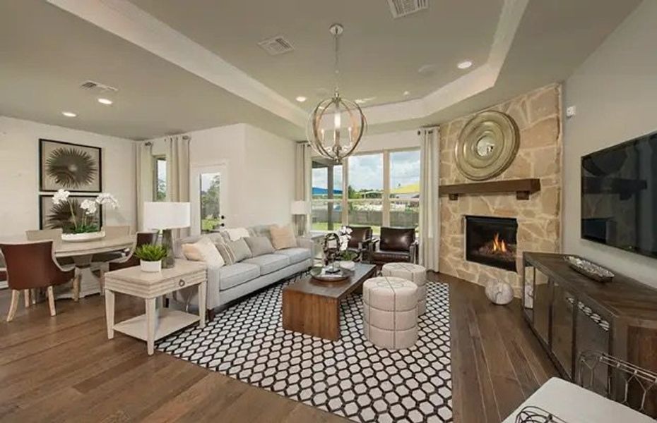 Furnished interior in a model home at The Overlook at Creekside in New Braunfels (Image 39).