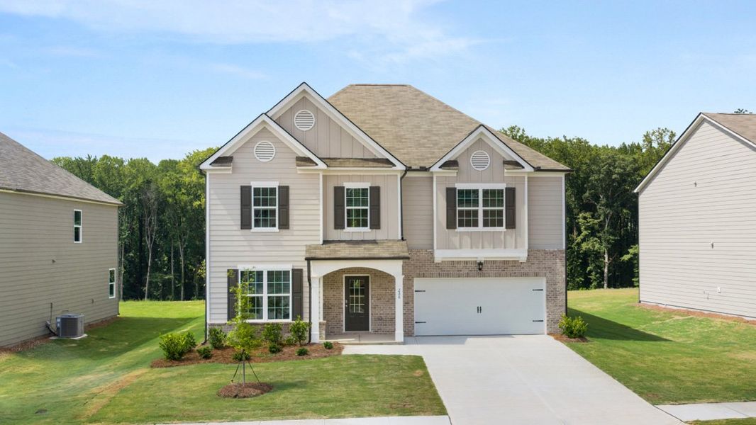 Front exterior of a home in the Grandview at Lanier community, located in Dawsonville, GA (Image 5).