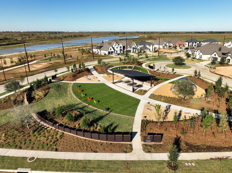 Aerial view of the Grange 45' Homesites community in Katy, TX, showing layout and nearby surroundings (Image 12).