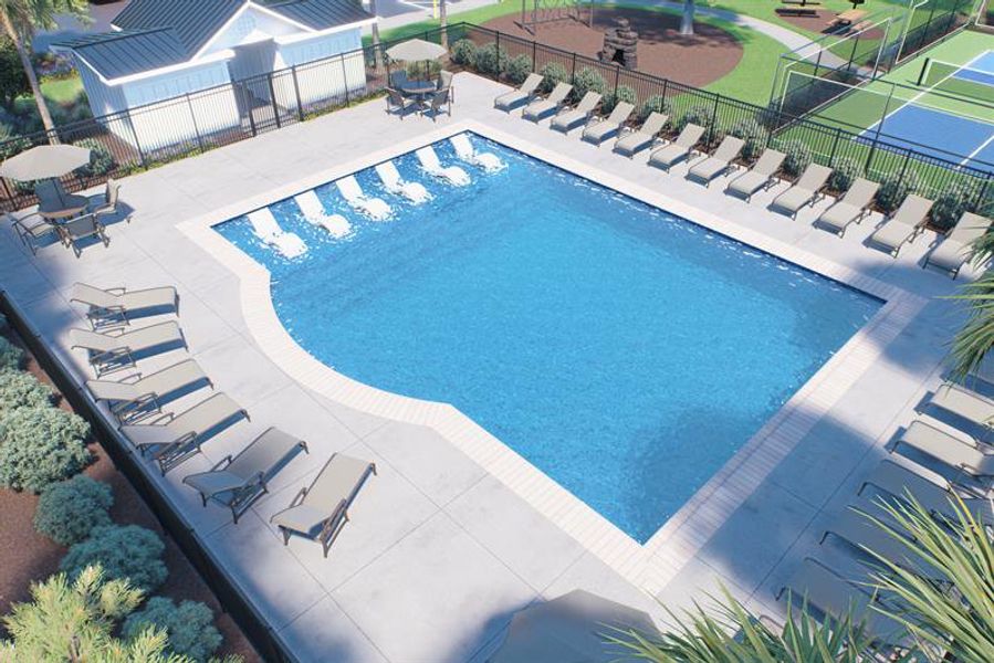 RESORT-STYLE AMENITIES FEATURING A POOL, PICKLEBALL COURTS, COMMUNITY GARDEN AND MORE