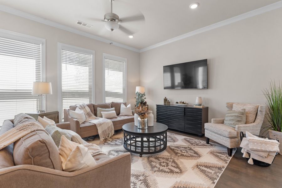 Furnished interior in a model home at Palisades Single Family in Cumming (Image 7).