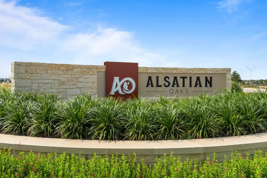 Entrance to the Alsatian Oaks community in Castroville, TX, featuring signage and landscaping (Image 1). Entrance to the Alsatian Oaks community in Castroville, TX, featuring signage and landscaping (Image 1).