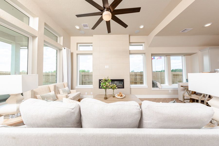 Furnished interior in a model home at Meridiana in Manvel (Image 5).