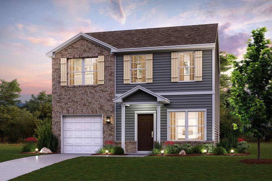 A house with a garage with Greersburg Academy in the background. A house with a garage with Greersburg Academy in the background.