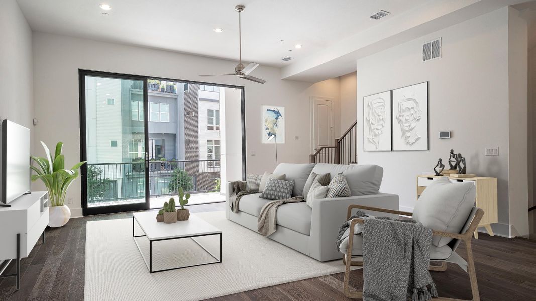 Furnished interior in a model home at Trinity Bluff in Dallas (Image 25).