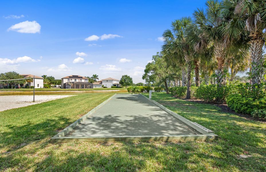 Bocce Ball court in new build community located in Cape Coral, Florida offering move in ready homes