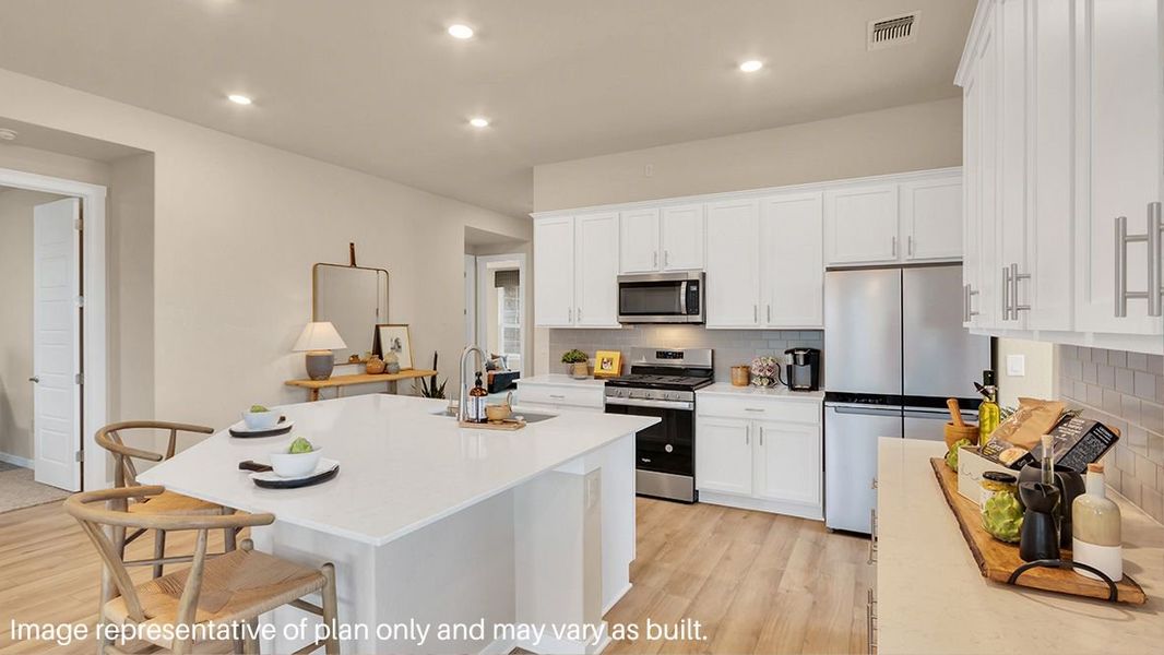 Furnished interior in a model home at Prairie Oaks in Oak Point (Image 10).