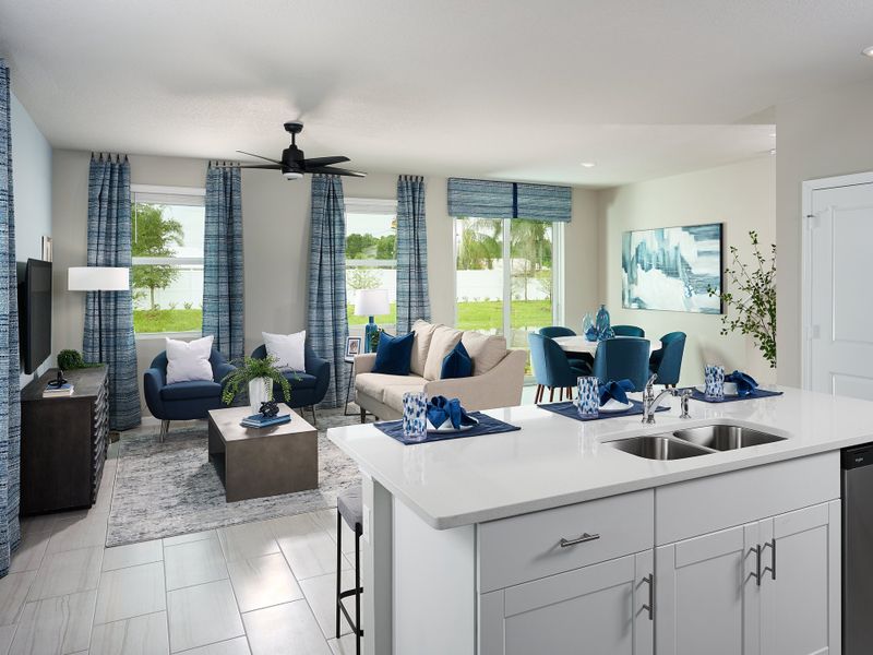 Great Room in the Pompano floorplan modeled at Tidewater