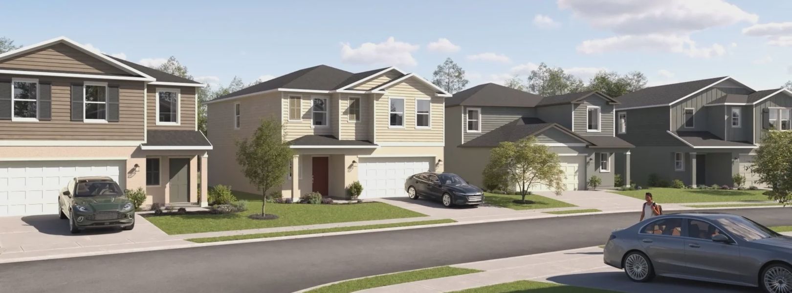 Front exterior of a home in the Crosswinds: Estate Key Collection community, located in Haines City, FL (Image 4).
