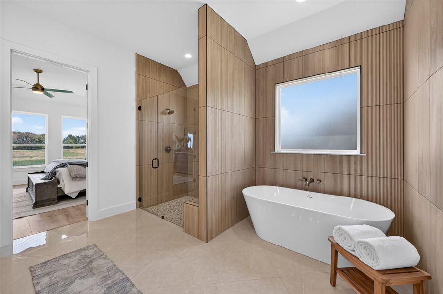 Furnished interior in a model home at Paloma Ranches in Justin (Image 29).