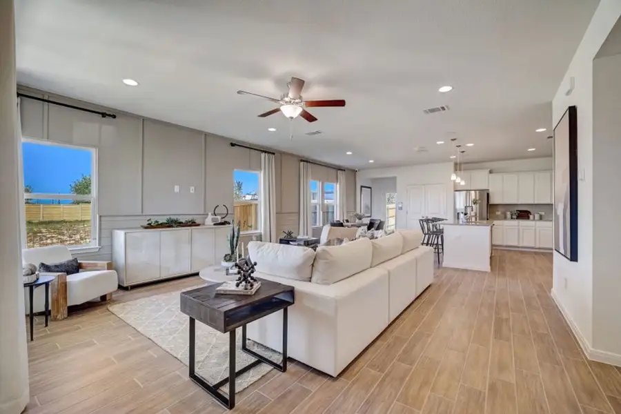 Furnished interior in a model home at Cool Water at Sonterra in Jarrell (Image 7). Furnished interior in a model home at Cool Water at Sonterra in Jarrell (Image 7).