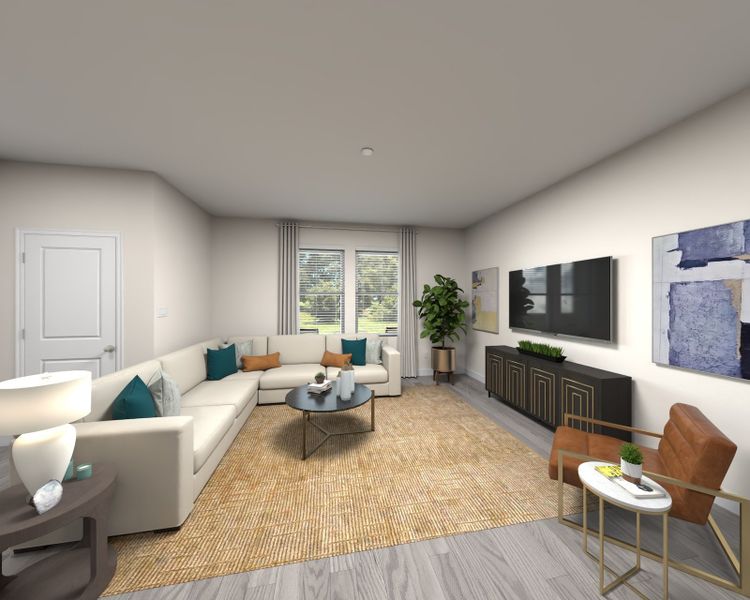 Furnished interior in a model home at Crossrail Station in Mooresville (Image 3).