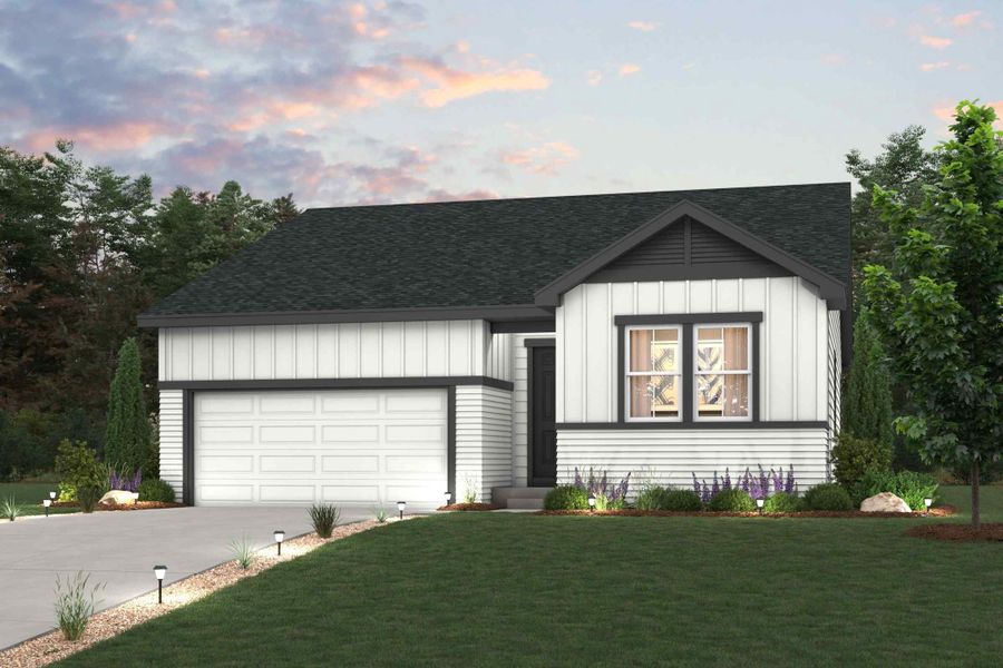 A house with a garage.