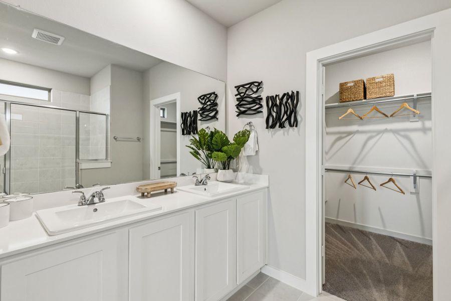 REPRESENTATIVE PHOTO – Primary Bathroom in a Lakehaven Oak model home in Farmersville TX by Trophy Signature Homes