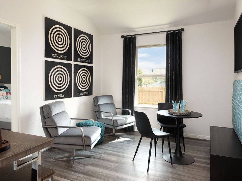 Utilize this fun flex space between the two secondary bedrooms as a media space or fun game space. Utilize this fun flex space between the two secondary bedrooms as a media space or fun game space.