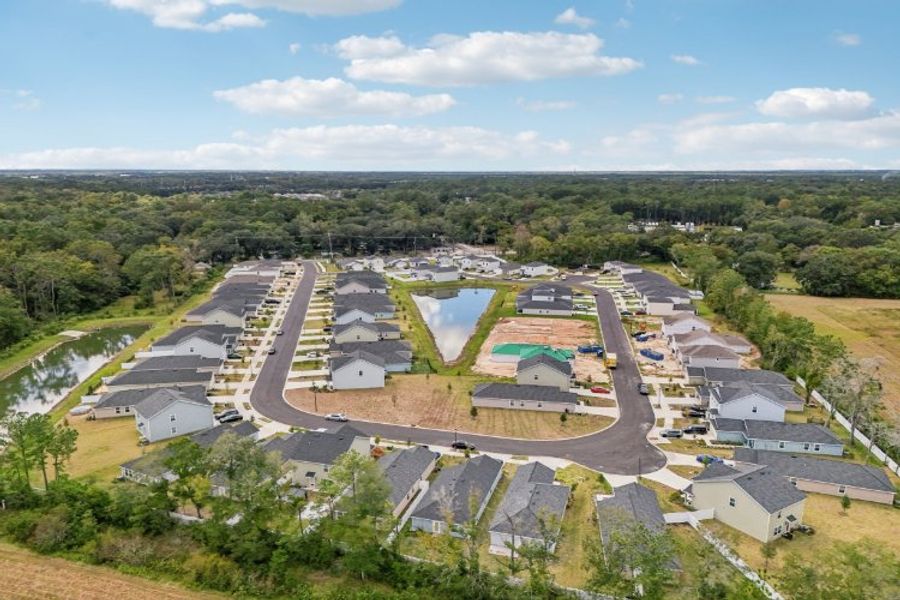 A high angle view of a town.