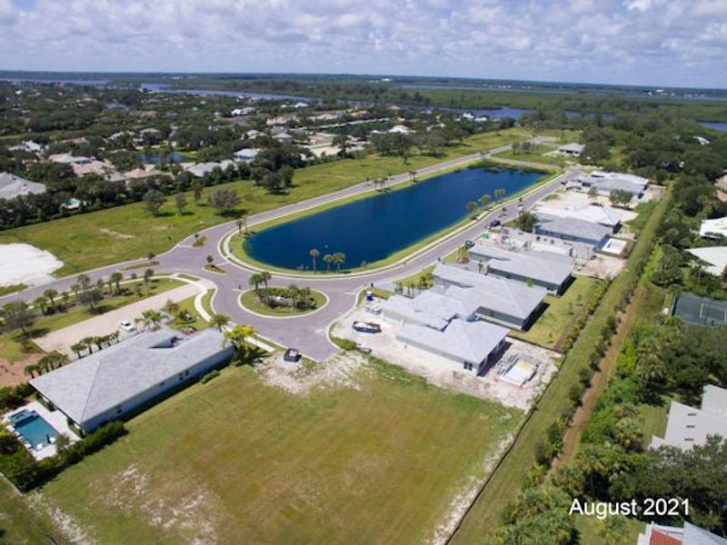 Aerial view of the The Strand community in Vero Beach, FL, showing layout and nearby surroundings (Image 44).