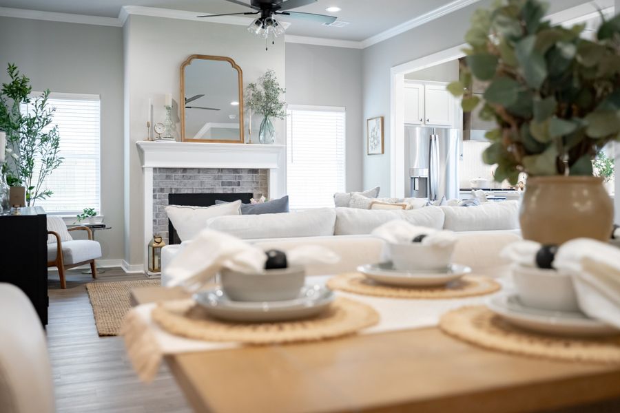 Furnished interior in a model home at Greens Prairie Reserve in College Station (Image 18).