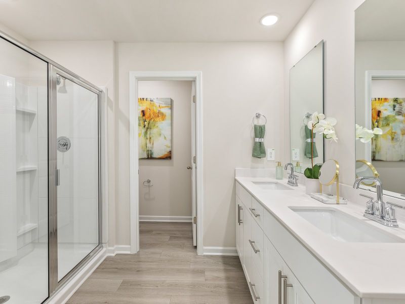 Dual sinks and a large walk-in closet complement the primary suite.