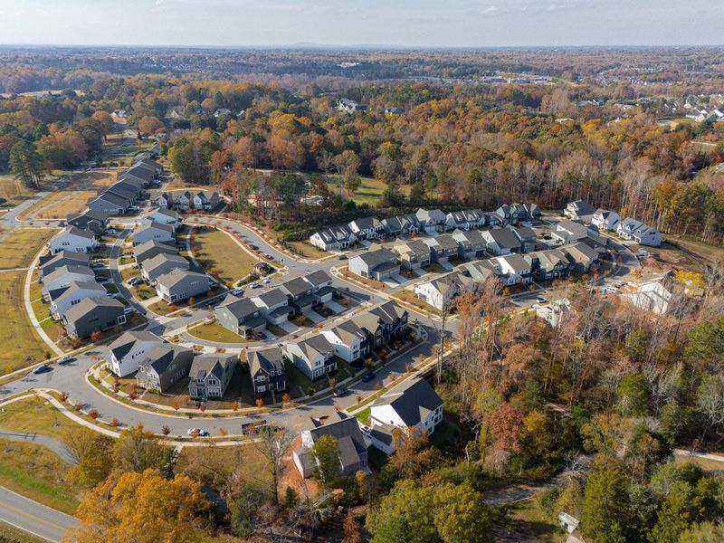 Aerial view of the Mayes Hall community in Davidson, NC, showing layout and nearby surroundings (Image 22).