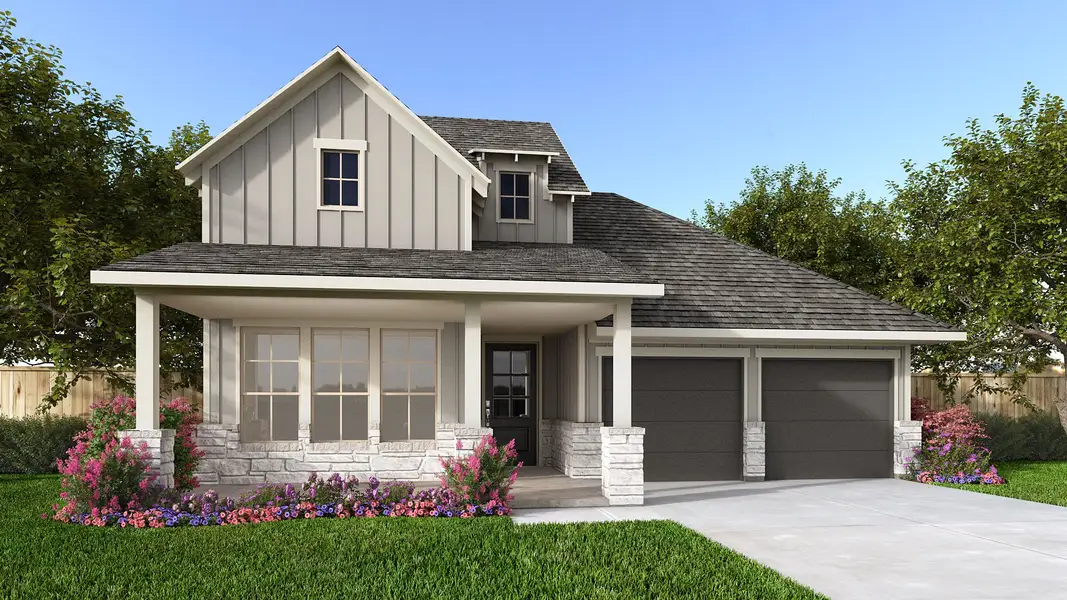 Front exterior of a home in the Palmera Ridge community, located in Leander, TX (Image 11).