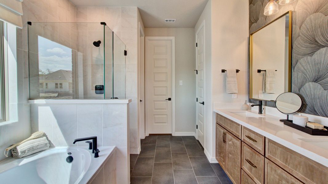 Furnished interior in a model home at Clear Creek in New Braunfels (Image 30).