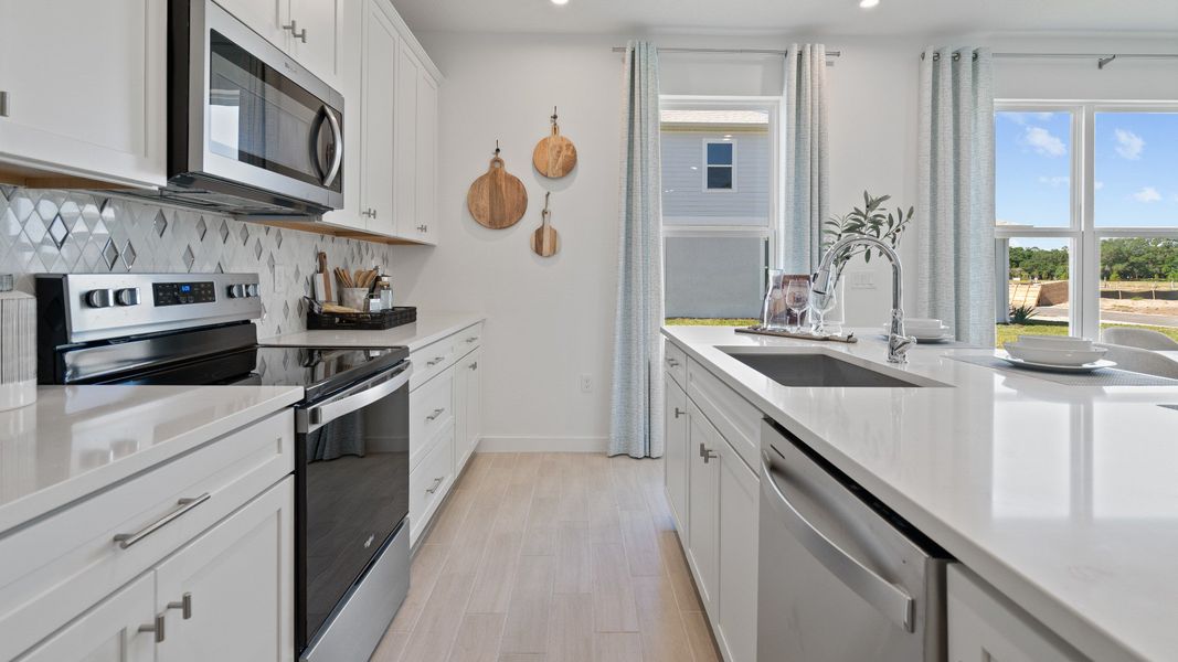 Big kitchen with natural lighting