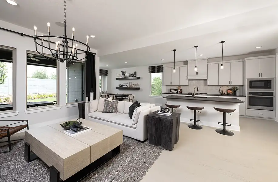 Furnished interior in a model home at The Meadows DFW in Krum (Image 4).