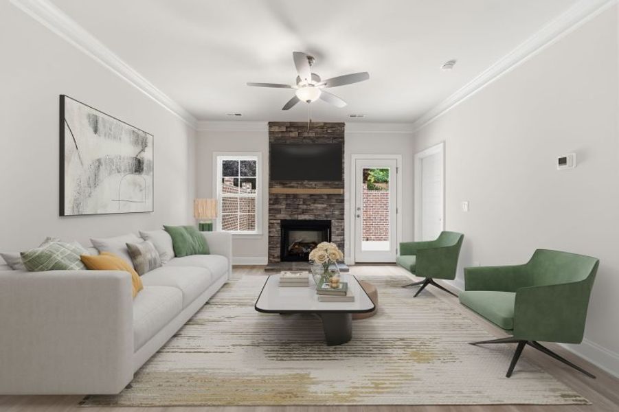 Furnished interior in a model home at Hudson Way in Whitsett (Image 23).