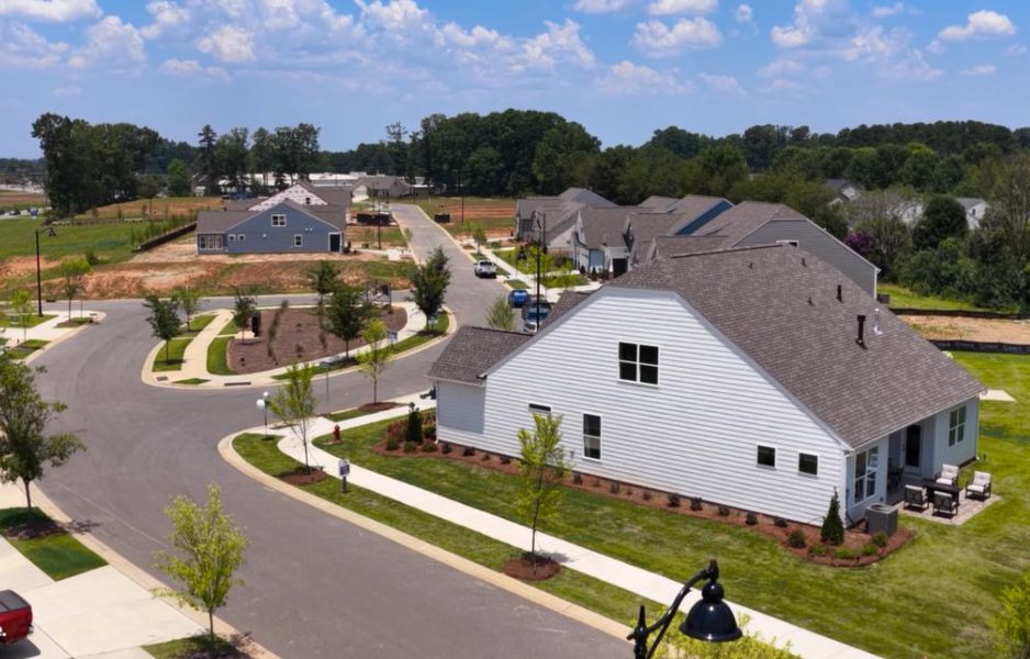 Aerial view of the Founders Landing | 55+ Community community in Gastonia, NC, showing layout and nearby surroundings (Image 1). Aerial view of the Founders Landing | 55+ Community community in Gastonia, NC, showing layout and nearby surroundings (Image 1).