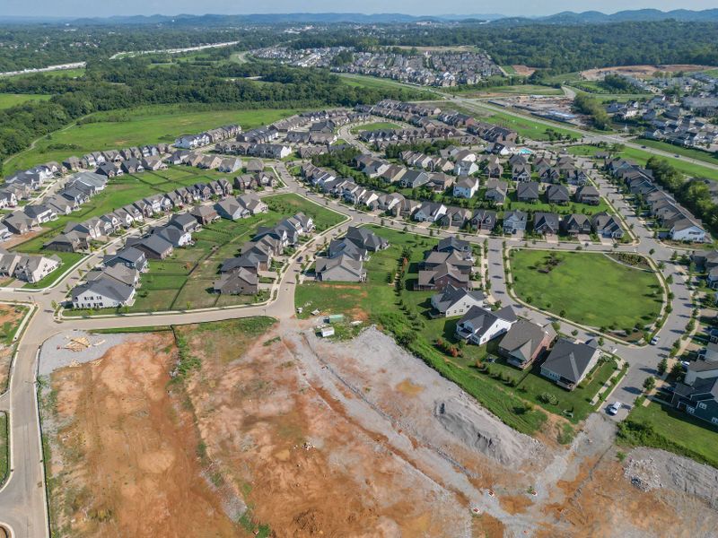 Aerial view of the Waters Edge community in Franklin, TN, showing layout and nearby surroundings (Image 12).