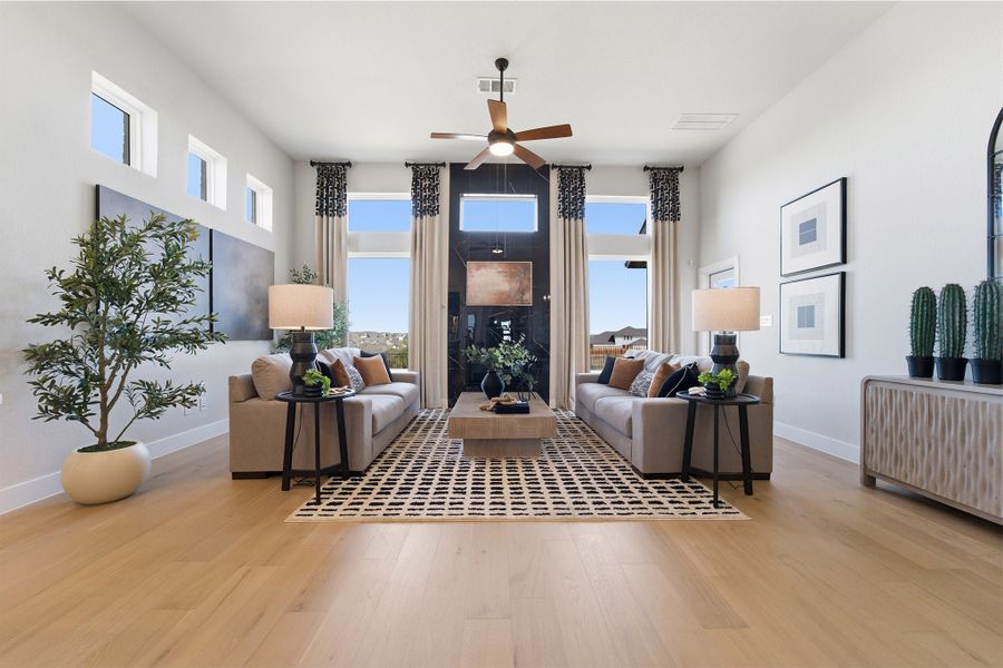 Furnished interior in a model home at Lariat in Liberty Hill (Image 32).