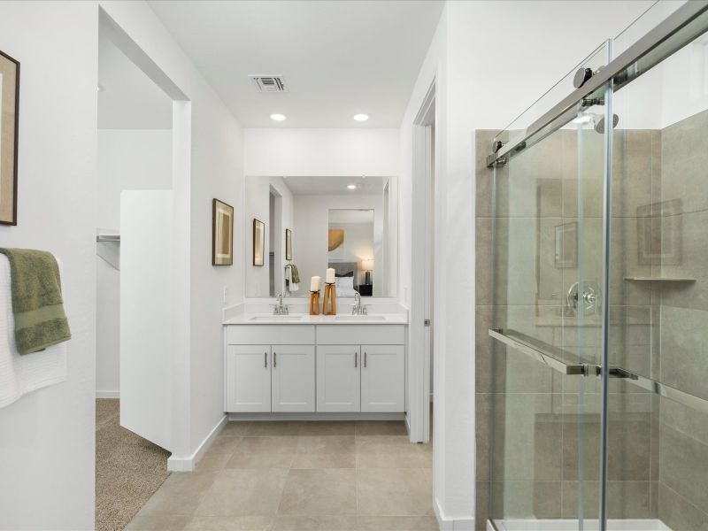 Primary Bathroom in Jubilee Floorplan modeled at Silva Farms