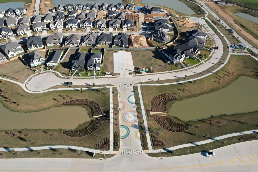 Aerial view of the Jubilee 40' community in Hockley, TX, showing layout and nearby surroundings (Image 3).