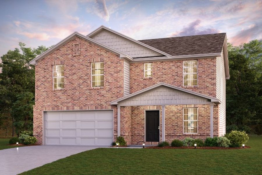 A brick house with a garage. A brick house with a garage.