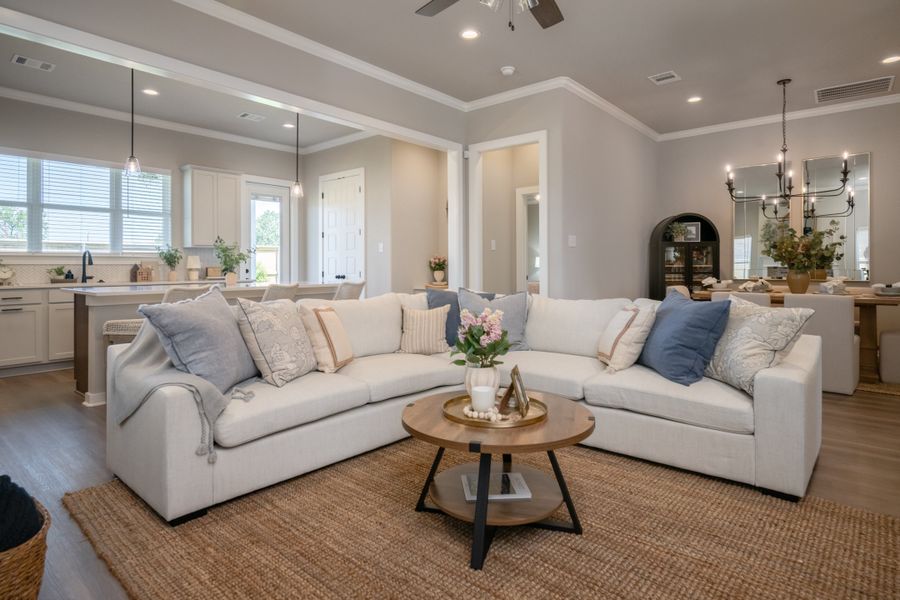 Furnished interior in a model home at Greens Prairie Reserve in College Station (Image 7).