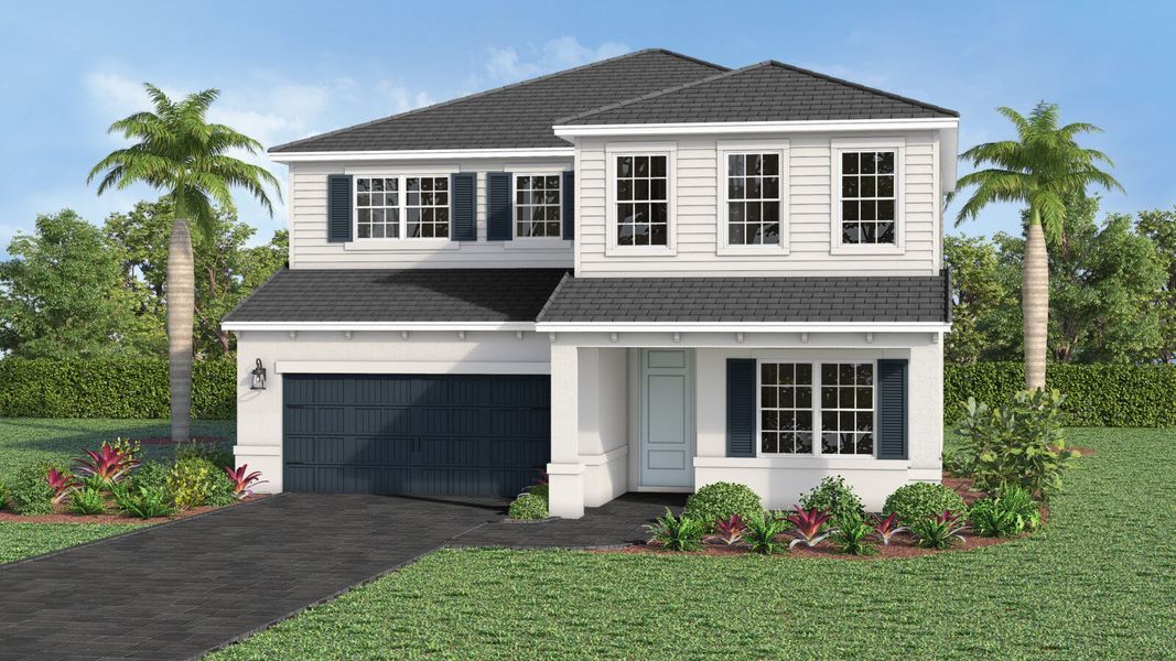 Front exterior of a home in the Kingston South Real Estate and Homes for Sale in Estero, FL - Neal Communities community, located in Estero, FL (Image 25).